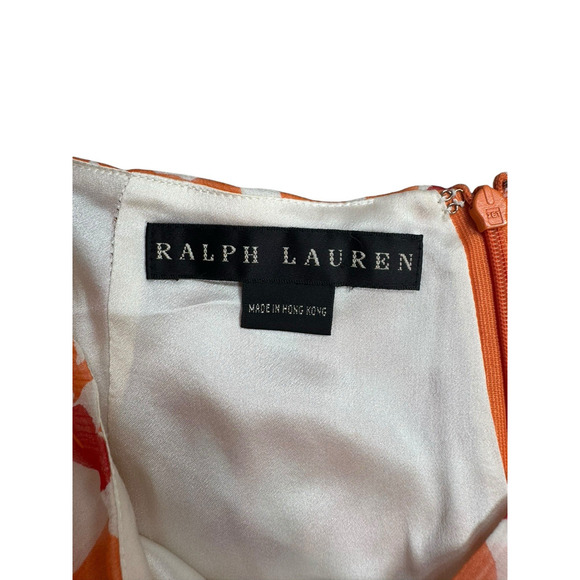 Ralph Lauren Black Label Silk Pants Womens Size 10 Floral Flowy Orange Lined - Picture 3 of 10